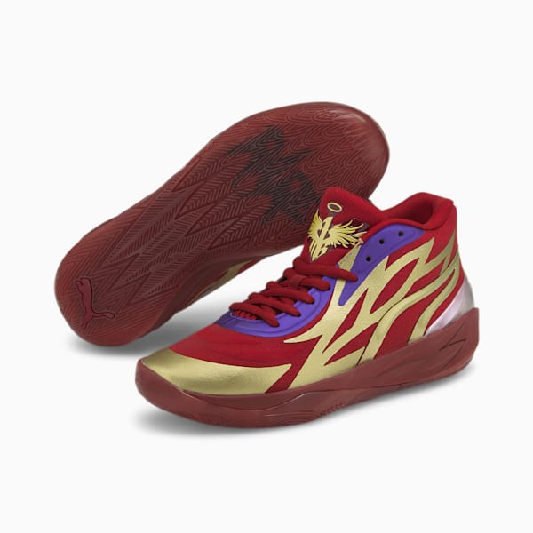 MB.02 Phoenix Basketball Shoes, Intense Red-Metallic Gold, extralarge-IND