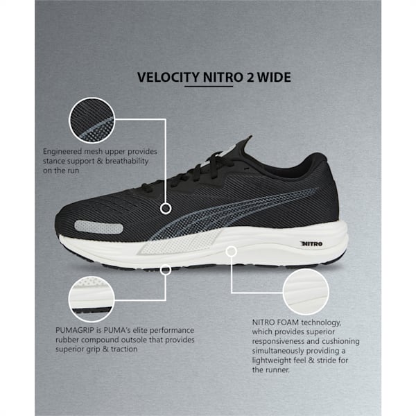 Velocity NITRO™ 2 Wide Men's Running Shoes, Puma Black-Metallic Silver, extralarge-IND
