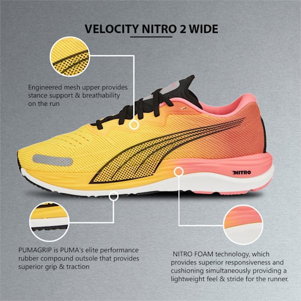 Velocity NITRO™ 2 Wide Men's Running Shoes, Sun Stream-Sunset Glow, extralarge-IND