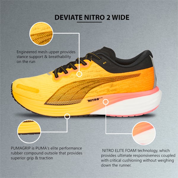 Deviate NITRO™ 2 Wide Men's Running Shoes, Sun Stream-Sunset Glow, extralarge-IND