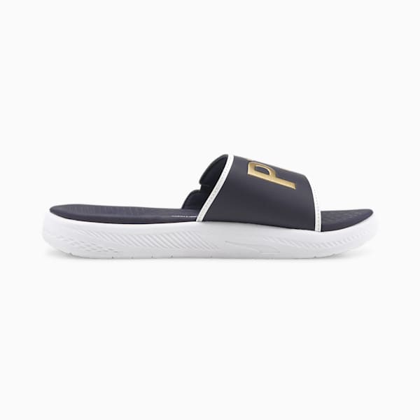 PUMA x Palm Tree Crew Golf Slides, Navy Blazer-Puma Team Gold