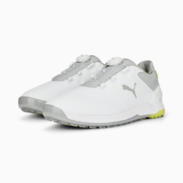 メンズ ゴルフ プロアダプト アルファキャット 2.0 ディスク スパイクレスシューズ, PUMA White-Flat Light Gray-Yellow Burst, extralarge-JPN