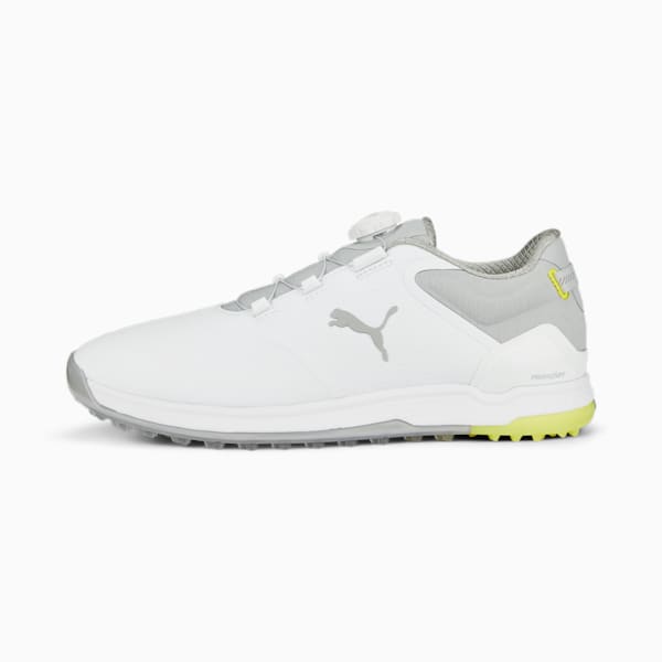 メンズ ゴルフ プロアダプト アルファキャット 2.0 ディスク スパイクレスシューズ, PUMA White-Flat Light Gray-Yellow Burst, extralarge-JPN