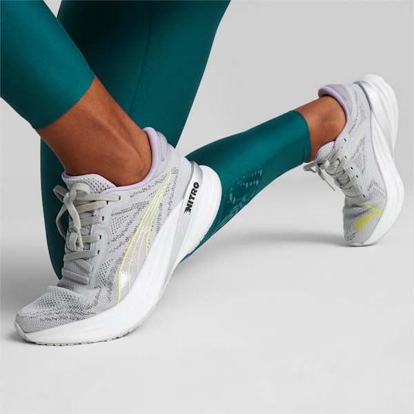 Magnify NITRO 2 Women's Running Shoes, Ash Gray-PUMA White-Yellow Burst-Vivid Violet, extralarge-IND