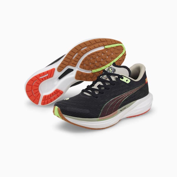 Deviate Nitro 2 First Mile Men's Running Shoes, Puma Black-Fizzy Apple-Firelight, extralarge-IND