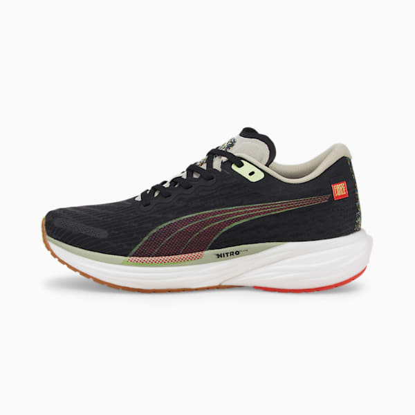 PUMA x FIRST MILE Deviate NITRO™ 2 Men's Running Shoes, Puma Black-Fizzy Apple-Firelight, extralarge