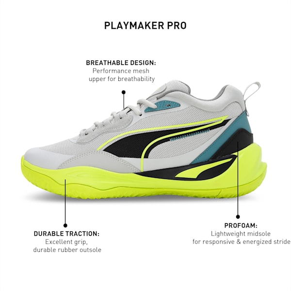Playmaker Pro Unisex Basketball Shoes, Bold Blue-Pro Green-Ash Gray-Cast Iron-PUMA Black, extralarge-IND