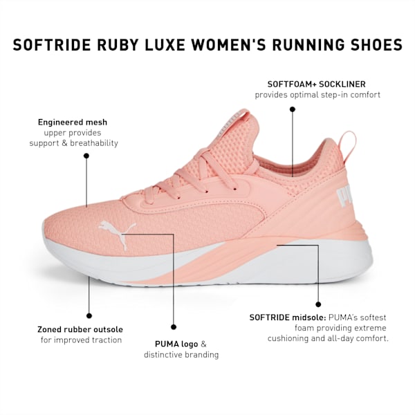 Softride Ruby Luxe Women's Running Shoes, Rose Dust-PUMA White
