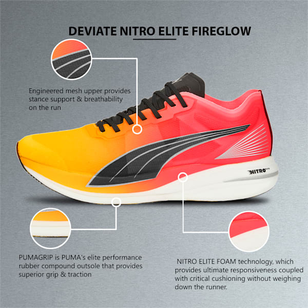 Deviate Nitro Elite Fireglow Men's Running Shoes, Sun Stream-Sunset Glow, extralarge-IND