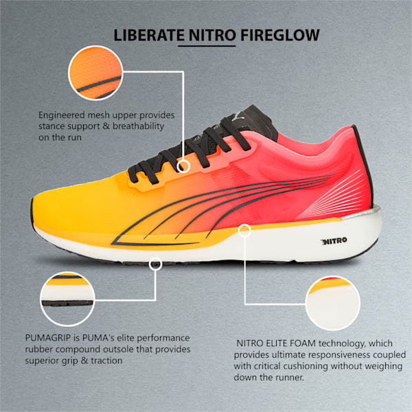 Liberate NITRO Fireglow Men's Running Shoes, Sun Stream-Sunset Glow, extralarge-IND