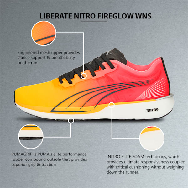 Liberate NITRO Fireglow Women's Running Shoes, Sun Stream-Sunset Glow, extralarge-IND