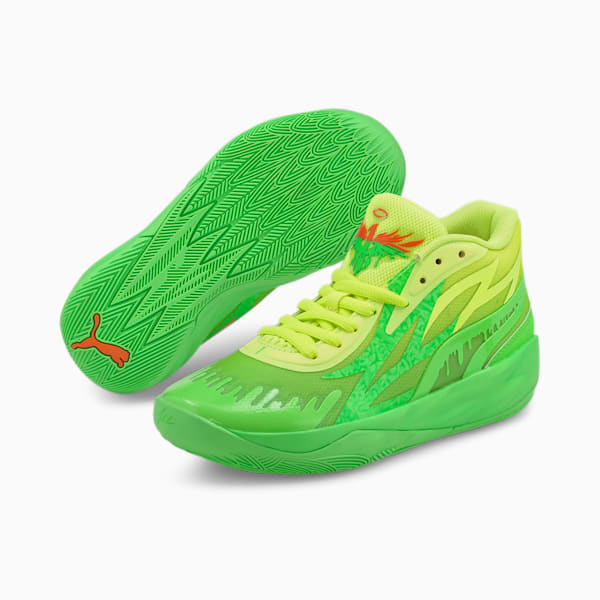Zapatos de básquetbol PUMA x LAMELO BALL MB.02 Slime para niños grandes, 802 C Fluro Green PES-Lime Squeeze