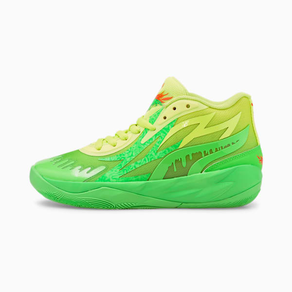 Zapatos de básquetbol PUMA x LAMELO BALL MB.02 Slime para niños grandes, 802 C Fluro Green PES-Lime Squeeze