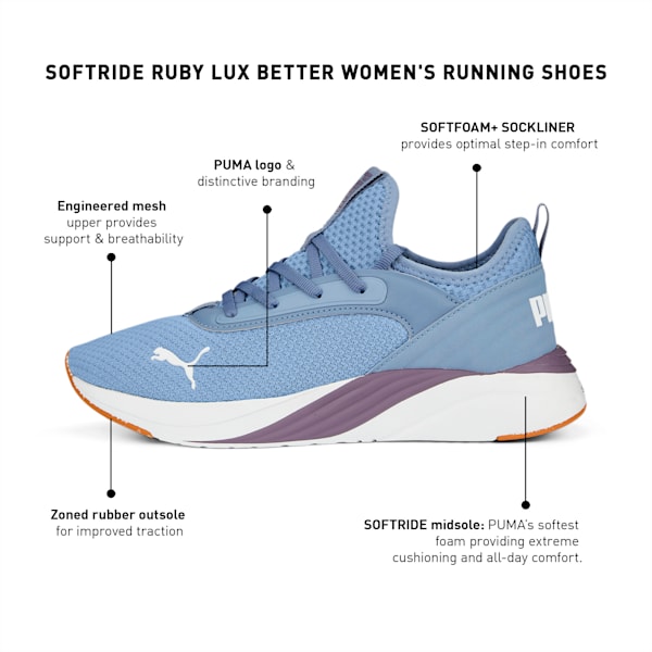SOFTRIDE Ruby Lux Better Women's Running Shoes, Filtered Ash-PUMA White-Purple Charcoal, extralarge-IND