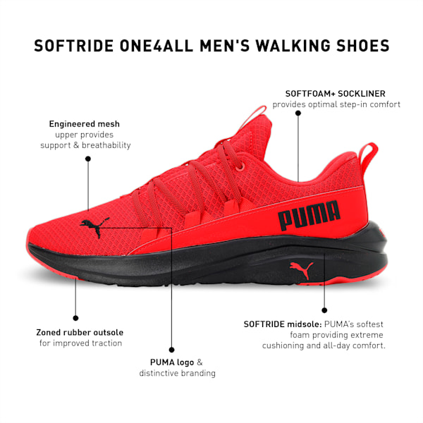 SOFTRIDE One4all Men's Walking Shoes, High Risk Red-Puma Black, extralarge-IND