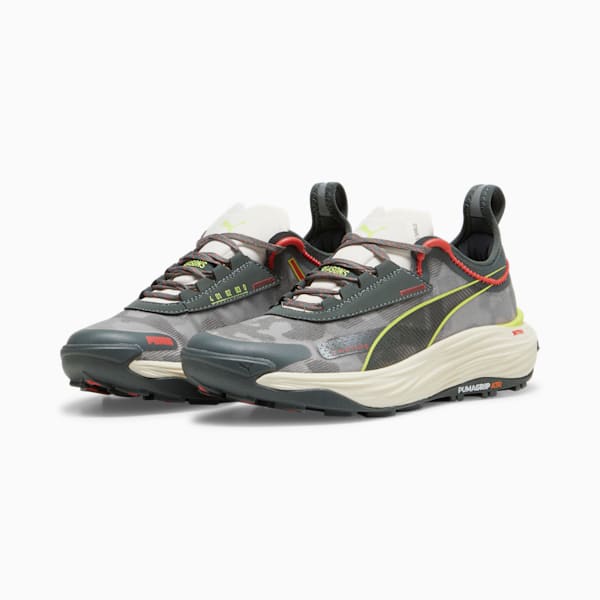 Tenis de carreras de montaña para mujer Voyage NITRO 3, Mineral Gray-Active Red-Lime Pow, extralarge