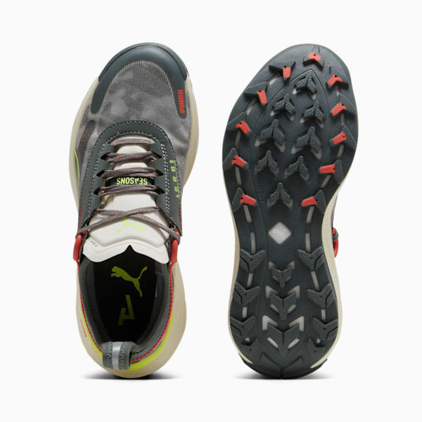 Tenis de carreras de montaña para mujer Voyage NITRO 3, Mineral Gray-Active Red-Lime Pow, extralarge