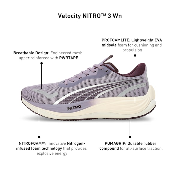 Velocity NITRO™ 3 Women's Running Shoes, Pale Plum-Midnight Plum, extralarge-IND