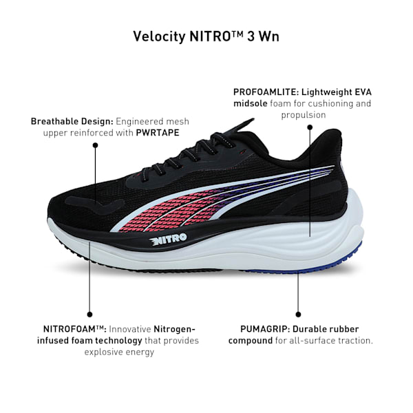 Velocity NITRO™ 3 Women's Running Shoes, PUMA Black-Sunset Glow-Lapis Lazuli, extralarge-IND