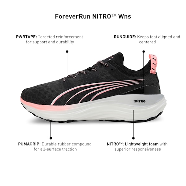 ForeverRun NITRO™ Women's Running Shoes, PUMA Black-Koral Ice-PUMA Silver, extralarge-IND