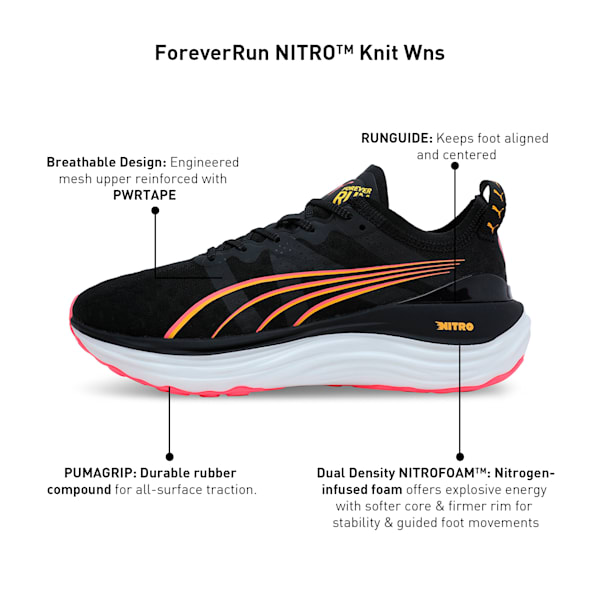 ForeverRun NITRO™ Women's Running Shoes, PUMA Black-Sunset Glow-Sun Stream, extralarge-IND