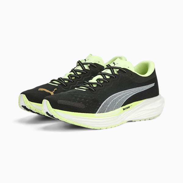 Deviate NITRO™ 2 Run 75th Anniversary Edition Men's Running Shoes, PUMA Black-Fast Yellow-Light Mint, extralarge-AUS