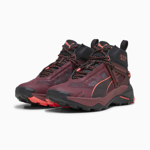 ウィメンズ シーズンズ エクスプロア ニトロ ミッド GORE-TEX ハイキングシューズ, Dark Jasper-PUMA Black-Fire Orchid, extralarge-JPN