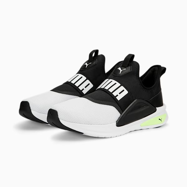 SOFTRIDE Enzo Evo Slip-On Unisex Running Shoes, PUMA Black-PUMA White-Fast Yellow, extralarge-IND