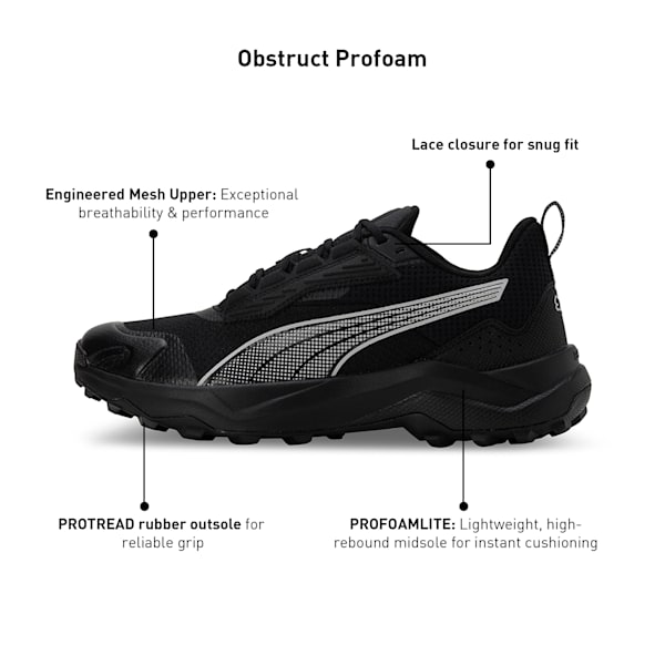 Obstruct Profoam Running Shoes, PUMA Black-Cool Dark Gray-Cool Light Gray, extralarge-IND
