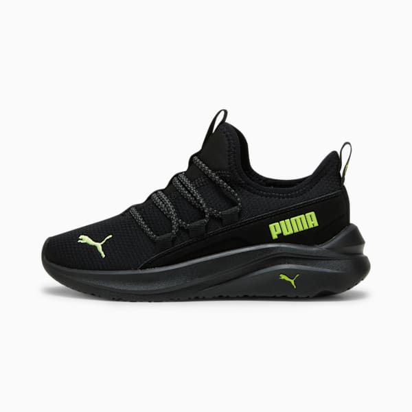 Tenis slip on para niños One4All, PUMA Black-Lime Pow-Cool Dark Gray, extralarge