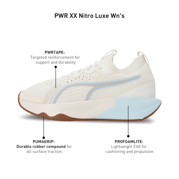 PWR XX Nitro Luxe Women's Training Shoes, Warm White-Ash Gray-Icy Blue, extralarge-IND