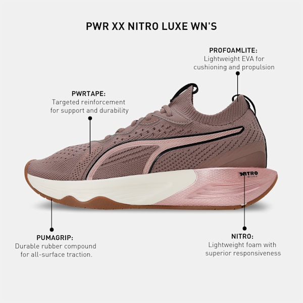 PWR XX Nitro Luxe Women's Training Shoes, Dark Clove-PUMA Black-Rose Gold, extralarge-IND