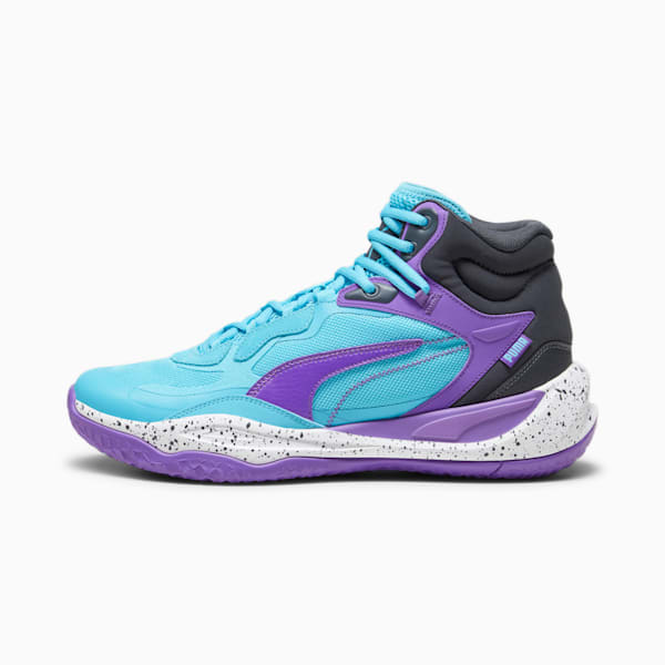 Playmaker Pro Mid Men's Basketball Shoes, Purple Glimmer-Bright Aqua-Strong Gray-PUMA White, extralarge