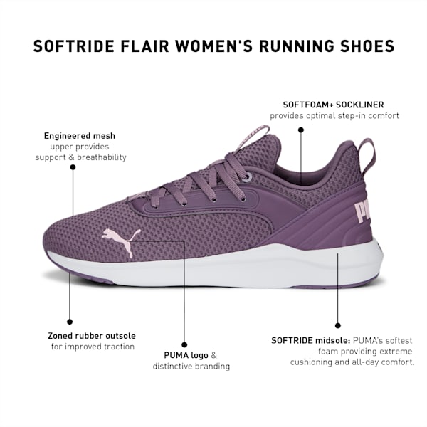 SOFTRIDE Flair Women's Running Shoes, Purple Charcoal-Pearl Pink, extralarge-IND