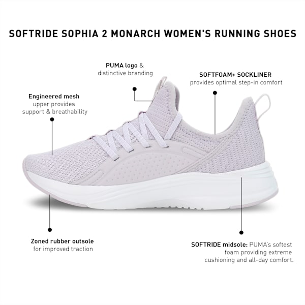 SOFTRIDE Sophia 2 Monarch Women's Running Shoes, Spring Lavender-PUMA White, extralarge-IND