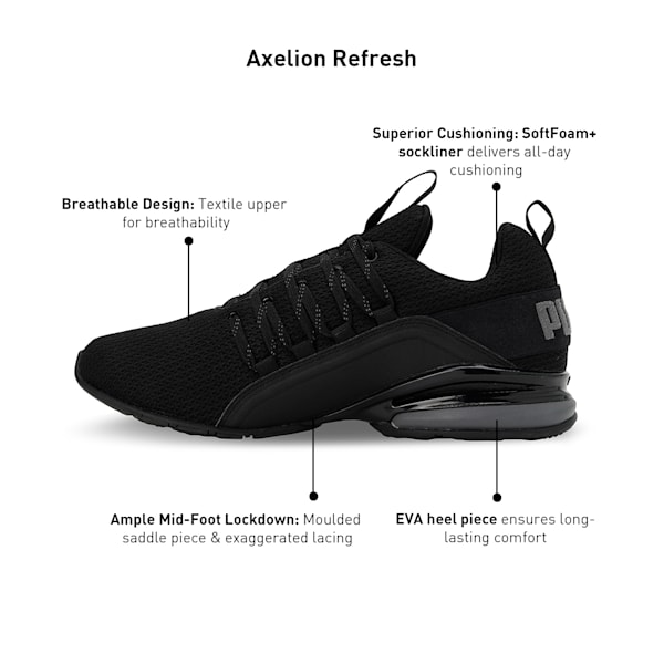 Axelion Refresh Men's Running Shoes, PUMA Black-Cool Dark Gray, extralarge-IND