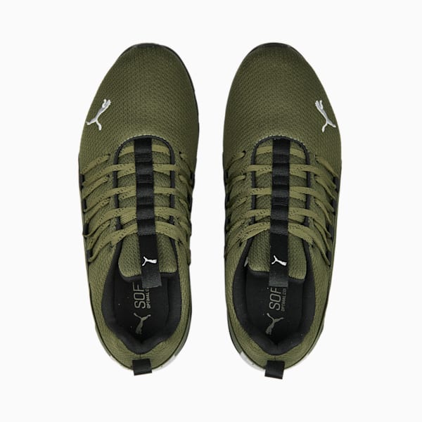 Axelion Refresh Running Shoes Men, Green Moss-PUMA Black-Feather Gray