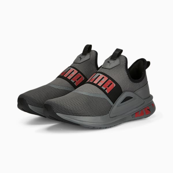 SOFTRIDE Enzo Evo Slip Unisex Running Shoes, Cool Dark Gray-PUMA Black-For All Time Red, extralarge-IND