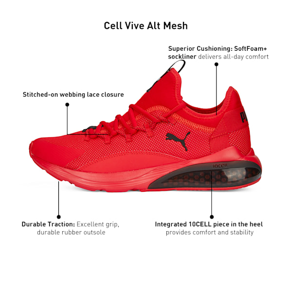 Cell Vive Alt Mesh Running Shoes, For All Time Red-PUMA Black, extralarge-IND