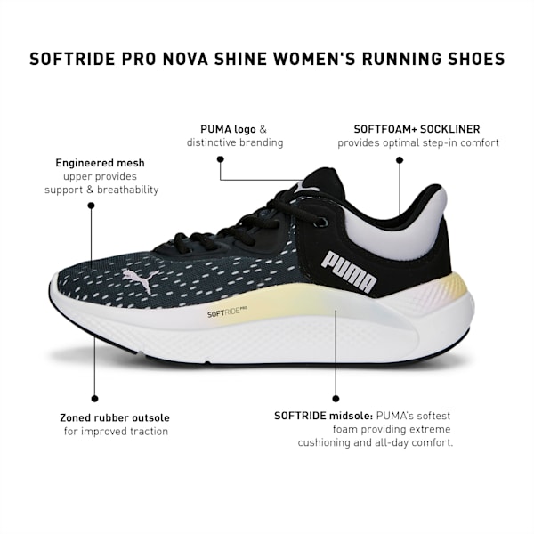 SOFTRIDE Pro Nova Shine Women's Running Shoes, PUMA Black-Spring Lavender-PUMA White, extralarge-IND
