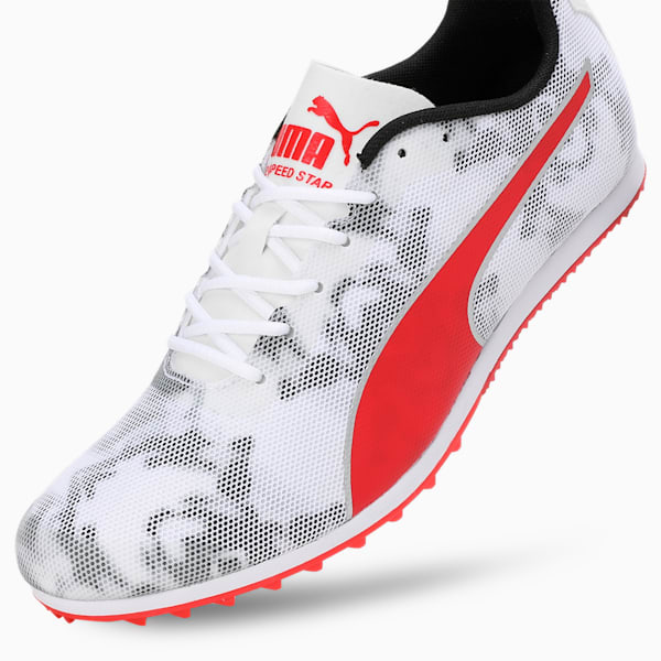 evoSPEED Star 8 Track and Field Running Shoes, PUMA Black-PUMA White-PUMA Red, extralarge-IND