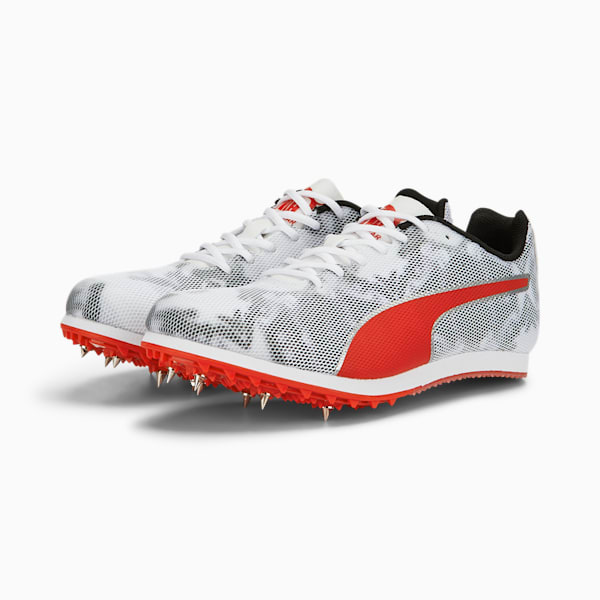 evoSPEED Star 8 Big Kids' Track Spikes, PUMA Black-PUMA White-PUMA Red, extralarge