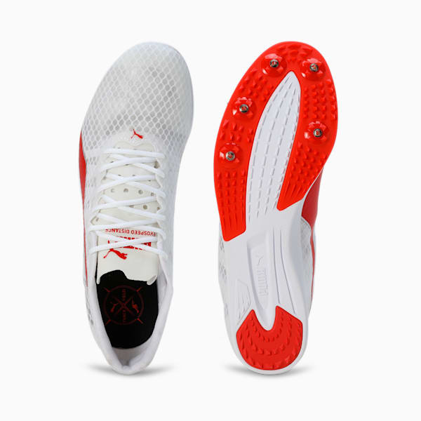 evoSPEED Distance 11 Track and Field Men's Running Shoes, PUMA White-PUMA Red-Metallic Silver, extralarge-IND