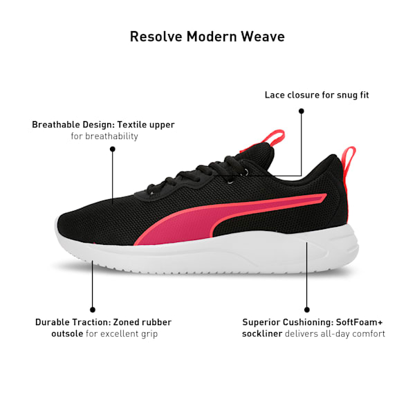 Resolve Modern Weave Running Shoes, PUMA Black-Pinktastic-Fire Orchid, extralarge-IND