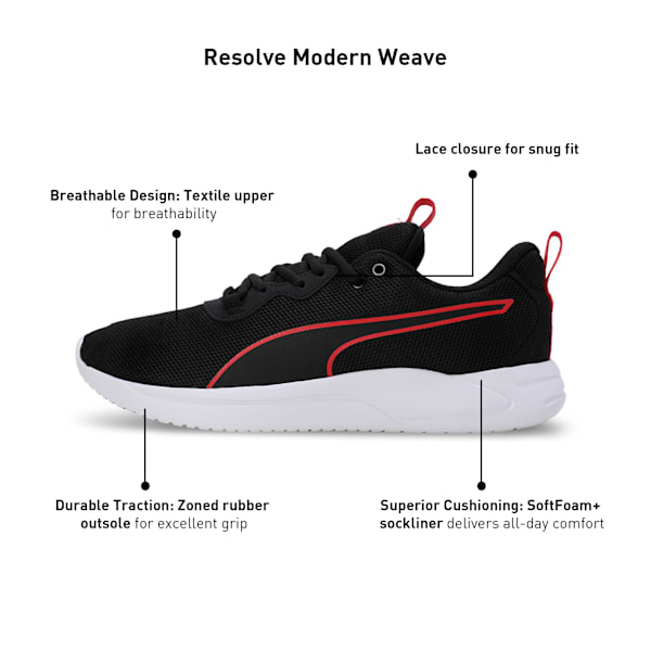 Resolve Modern Weave Running Shoes, Puma Black-For All Time Red-Neon Sun, extralarge-IND