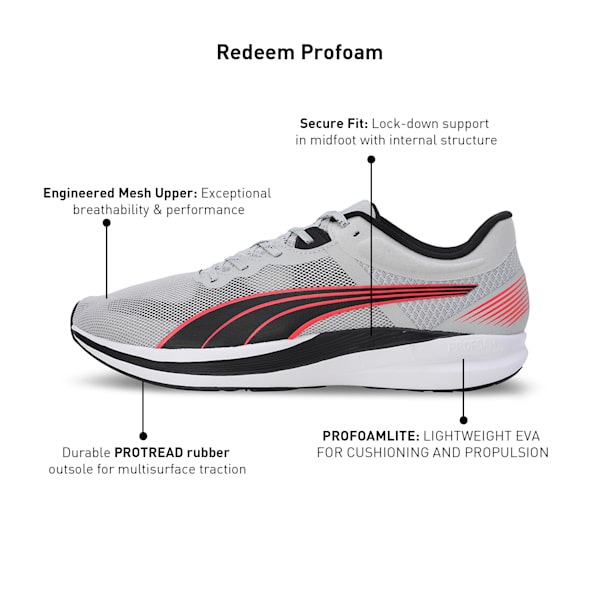 Redeem Profoam Running Shoes, Ash Gray-Fire Orchid-PUMA Black, extralarge-IND