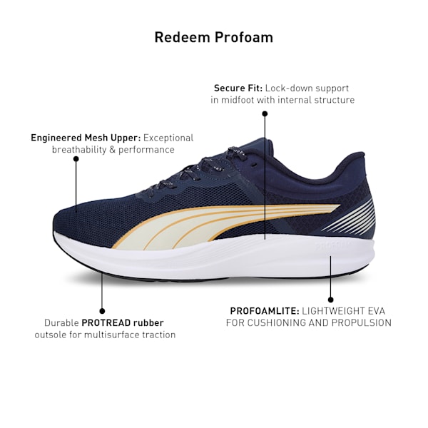 Redeem Profoam Running Shoes, PUMA Navy-Alpine Snow-Amber-PUMA White, extralarge-IND