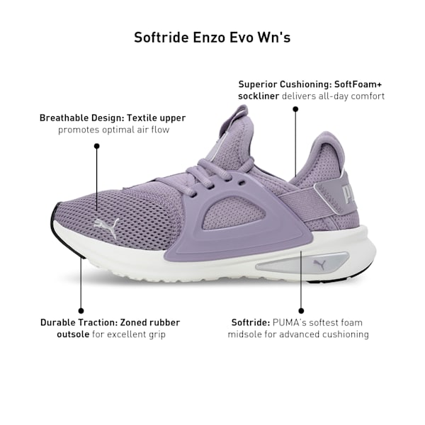 SOFTRIDE Enzo Evo Women's Running Shoes, Pale Plum-Puma Silver, extralarge-IND