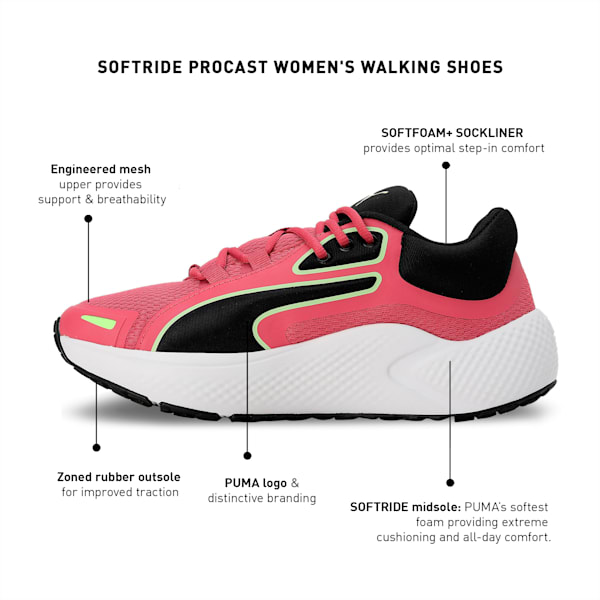 SOFTRIDE Procast Women's Walking Shoes, Dusty Orchid-Puma Black, extralarge-IND