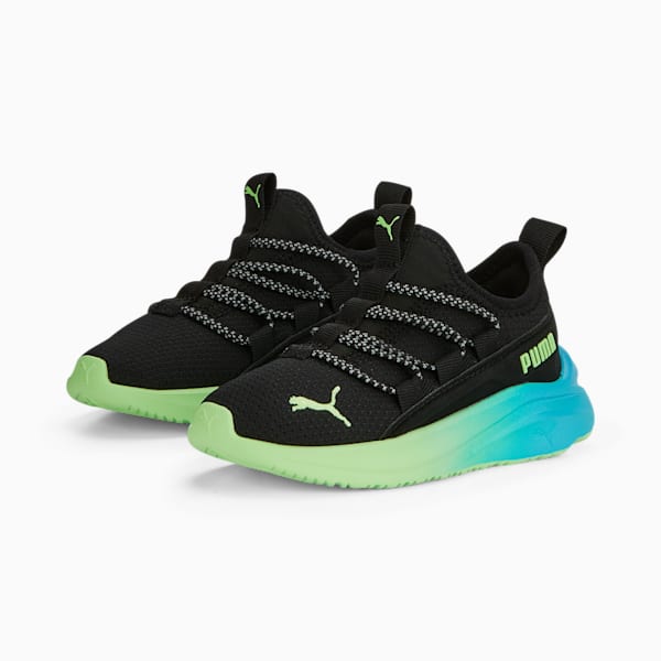 Tenis para infantes One4All Fade, PUMA Black-Fizzy Lime-Bright Aqua, extralarge